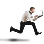 running with laptop