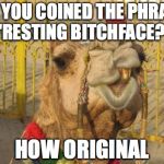 Sarcastic Camel | OH YOU COINED THE PHRASE "RESTING B**CHFACE?" HOW ORIGINAL | image tagged in sarcastic camel | made w/ Imgflip meme maker