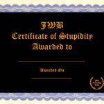 stupidity certificate