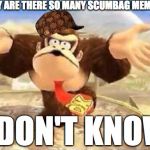 DK I Don't Know | WHY ARE THERE SO MANY SCUMBAG MEMES? I DON'T KNOW | image tagged in dk i don't know,scumbag | made w/ Imgflip meme maker