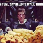 scarface | TUM TUM... SAY HELLO TO MY LIL' FRIENDS | image tagged in scarface | made w/ Imgflip meme maker