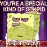 Pissedbob Angrypants | YOU'RE A SPECIAL KIND OF STUPID AREN'T YOU? | image tagged in pissedbob angrypants | made w/ Imgflip meme maker