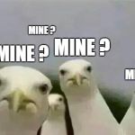 Seagulls_Mine | MINE ? MINE ? MINE ? MINE ? MINE ? | image tagged in funny,movies | made w/ Imgflip meme maker