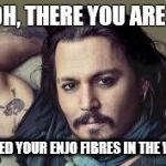 Johnny Depp ENJO | OH, THERE YOU ARE I POPPED YOUR ENJO FIBRES IN THE WASH | image tagged in johnny depp enjo | made w/ Imgflip meme maker