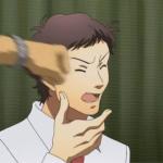 Persona 4 adachi getting punched meme