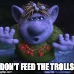 frozen troll | DON'T FEED THE TROLLS | image tagged in frozen troll | made w/ Imgflip meme maker