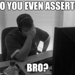 F'ing 'silent failures'! | DO YOU EVEN ASSERT() BRO? | image tagged in programmer facepalm | made w/ Imgflip meme maker