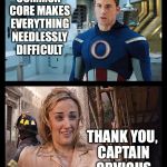 Thank You, Captain Obvious | COMMON CORE MAKES EVERYTHING NEEDLESSLY DIFFICULT THANK YOU, CAPTAIN OBVIOUS | image tagged in thank you captain obvious | made w/ Imgflip meme maker