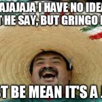 Foreigner Feel | JAJAJAJA I HAVE NO IDEA WHAT HE SAY, BUT GRINGO LAUGH MUST BE MEAN IT'S A JOKE | image tagged in foreigner feel | made w/ Imgflip meme maker