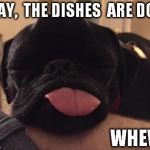 Beanz | OKAY,  THE DISHES  ARE DONE WHEW! | image tagged in beanz | made w/ Imgflip meme maker