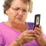 Old Person Using Flip Phone