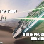 autofocus battle | YAHOO MAXIMIZES OTHER PROGRAMS RUNNING | image tagged in force awakens falcon star wars vii,memes | made w/ Imgflip meme maker