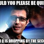 Ian Malcolm | COULD YOU PLEASE BE QUIET? MY I Q IS DROPPING BY THE SECOND | image tagged in ian malcolm | made w/ Imgflip meme maker