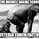 Elephant Poopy | AT THE MICHELE OBAMA SCHOOL CAFETERIA LUNCH FACTORY | image tagged in elephant poopy | made w/ Imgflip meme maker