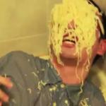 Filthy Frank with ramen noodles on his face. meme