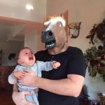 horse scares baby