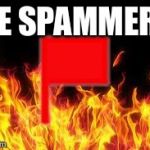 Burn! | DIE SPAMMERS | image tagged in fireflag | made w/ Imgflip meme maker