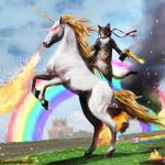 Cat riding unicorn meme