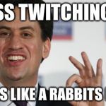 milliband | ASS TWITCHING? IT WAS LIKE A RABBITS NOSE! | image tagged in milliband | made w/ Imgflip meme maker