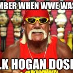 hulk hogan | REMEMBER WHEN WWE WAS REAL HULK HOGAN DOSEN'T | image tagged in hulk hogan | made w/ Imgflip meme maker