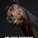 ScaryHorse | DON'T MIND ME I'M JUST HORSING AROUND | image tagged in scaryhorse | made w/ Imgflip meme maker