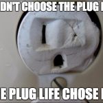 Plug life | I DIDN'T CHOOSE THE PLUG LIFE THE PLUG LIFE CHOSE ME | image tagged in plug life,thug life | made w/ Imgflip meme maker