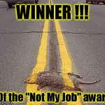 Not My Job | WINNER !!! Of the "Not My Job" award | image tagged in not my job | made w/ Imgflip meme maker
