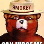 Smokey The Bear | ONLY FOREST FIRES CAN JUDGE ME | image tagged in smokey the bear,memes | made w/ Imgflip meme maker
