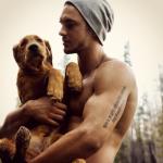 Hot guy with puppies