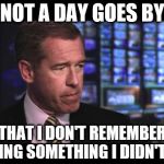 Brian Williams | NOT A DAY GOES BY THAT I DON'T REMEMBER DOING SOMETHING I DIDN'T DO | image tagged in brian williams | made w/ Imgflip meme maker