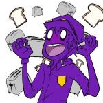 Purple man loves his toast