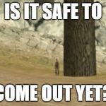 Hiding | IS IT SAFE TO COME OUT YET? | image tagged in hiding,gta samp,gta,grand theft auto,mountain | made w/ Imgflip meme maker