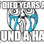 Crying Because Of Cute | PET DIED YEARS AGO FOUND A HAIR | image tagged in memes,crying because of cute | made w/ Imgflip meme maker
