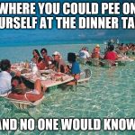 Bora Bora Ocean Resturant  | WHERE YOU COULD PEE ON YOURSELF AT THE DINNER TABLE AND NO ONE WOULD KNOW | image tagged in bora bora ocean resturant | made w/ Imgflip meme maker