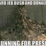 zombies | THEY HEARD JEB BUSH AND DONALD TRUMP ARE RUNNING FOR PRESIDENT | image tagged in zombies | made w/ Imgflip meme maker