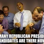 democrats | HOW MANY REPUBLICAN PRESIDENTIAL CANDIDATES ARE THERE NOW? | image tagged in democrats | made w/ Imgflip meme maker