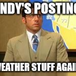 Slap a weatherman | ANDY'S POSTING WEATHER STUFF AGAIN! | image tagged in slap a weatherman | made w/ Imgflip meme maker