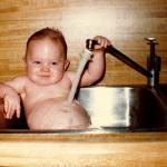 baby in a sink
