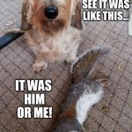 Him or Me! | WELL YOU SEE IT WAS LIKE THIS... IT WAS HIM OR ME! | image tagged in a gift | made w/ Imgflip meme maker