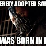 Permission Bane Meme | YOU MERELY ADOPTED SARCASM I WAS BORN IN IT | image tagged in memes,permission bane | made w/ Imgflip meme maker