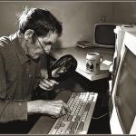 Old man Typing