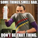 Big Bang Theory | SOME THINGS SMELL BAD. DON'T BE THAT THING. | image tagged in big bang theory | made w/ Imgflip meme maker
