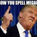 Trump about to lose it | THAT'S HOW YOU SPELL MEGALOMANIA | image tagged in trump about to lose it | made w/ Imgflip meme maker