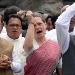 Sonia Gandhi Protesting