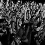 Crowd with hands up