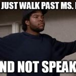 ice cube | DID YOU JUST WALK PAST MS. RUSSELL AND NOT SPEAK? | image tagged in ice cube | made w/ Imgflip meme maker