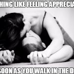 Appreciated | NOTHING LIKE FEELING APPRECIATED AS SOON AS YOU WALK IN THE DOOR | image tagged in frisky,nsfw | made w/ Imgflip meme maker