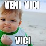 sucess kid | VENI  VIDI VICI | image tagged in sucess kid | made w/ Imgflip meme maker