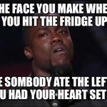 hoe | THE FACE YOU MAKE WHEN YOU HIT THE FRIDGE UP AND SEE SOMBODY ATE THE LEFTOVERS YOU HAD YOUR HEART SET ON | image tagged in hoe | made w/ Imgflip meme maker