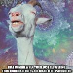Space Goat | THAT MOMENT WHEN YOU'RE JUST RECOVERING FROM LIGHTHEADEDNESS AND HEARD LETTERSINUMBERS OF WHAT YOUR LOVE LAST SAID | image tagged in space goat | made w/ Imgflip meme maker